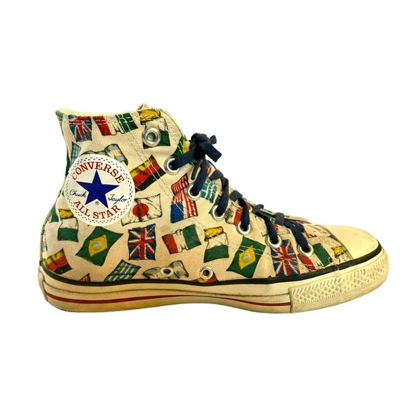 Vintage Converse Chuck Taylor RARE Flags "All Nations" Unisex Womens 8 Mens 6 - Picture 2 of 10